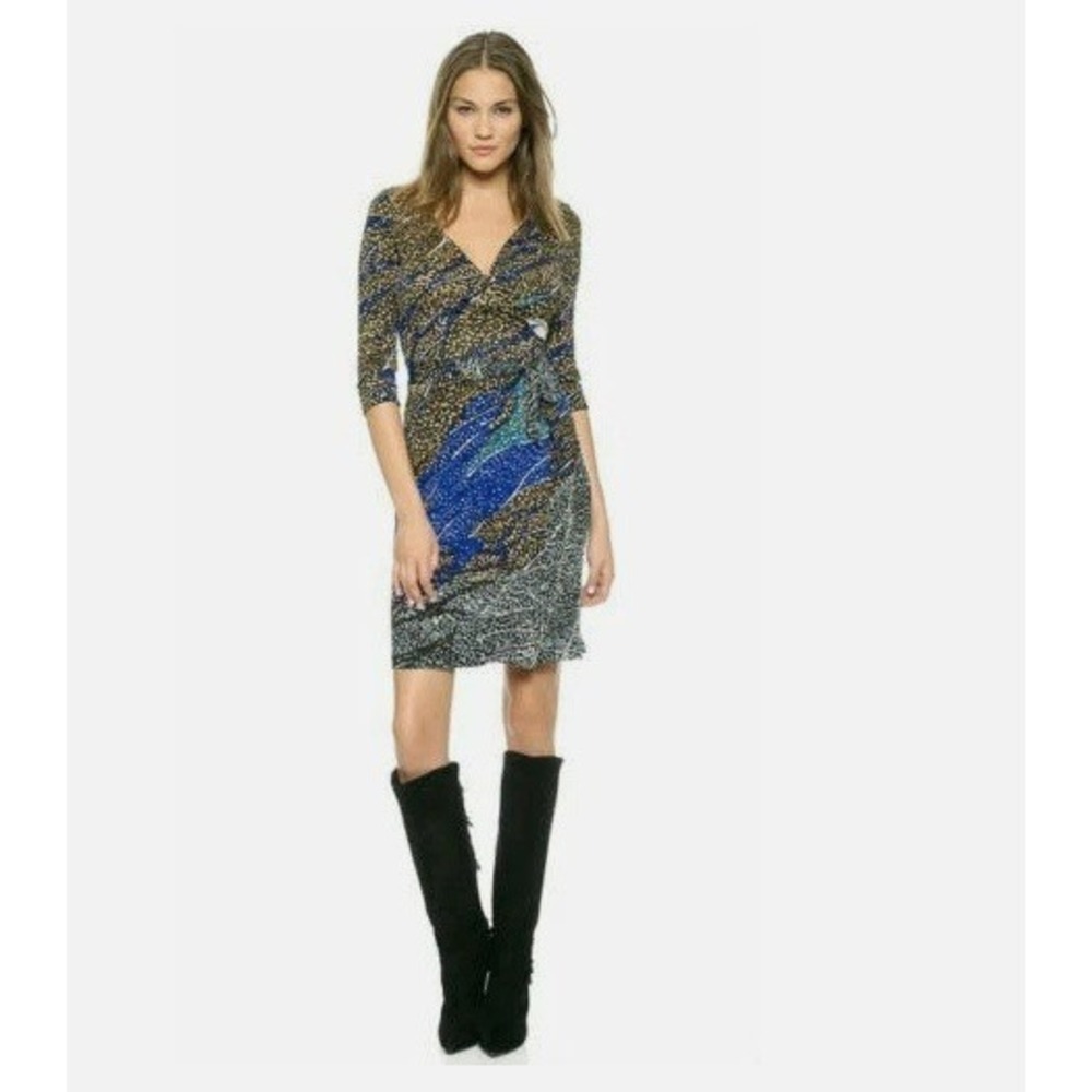 Diane von Furstenberg Mountain Jewel Julian Two Wrap Dress Women 2 Silk Abstract